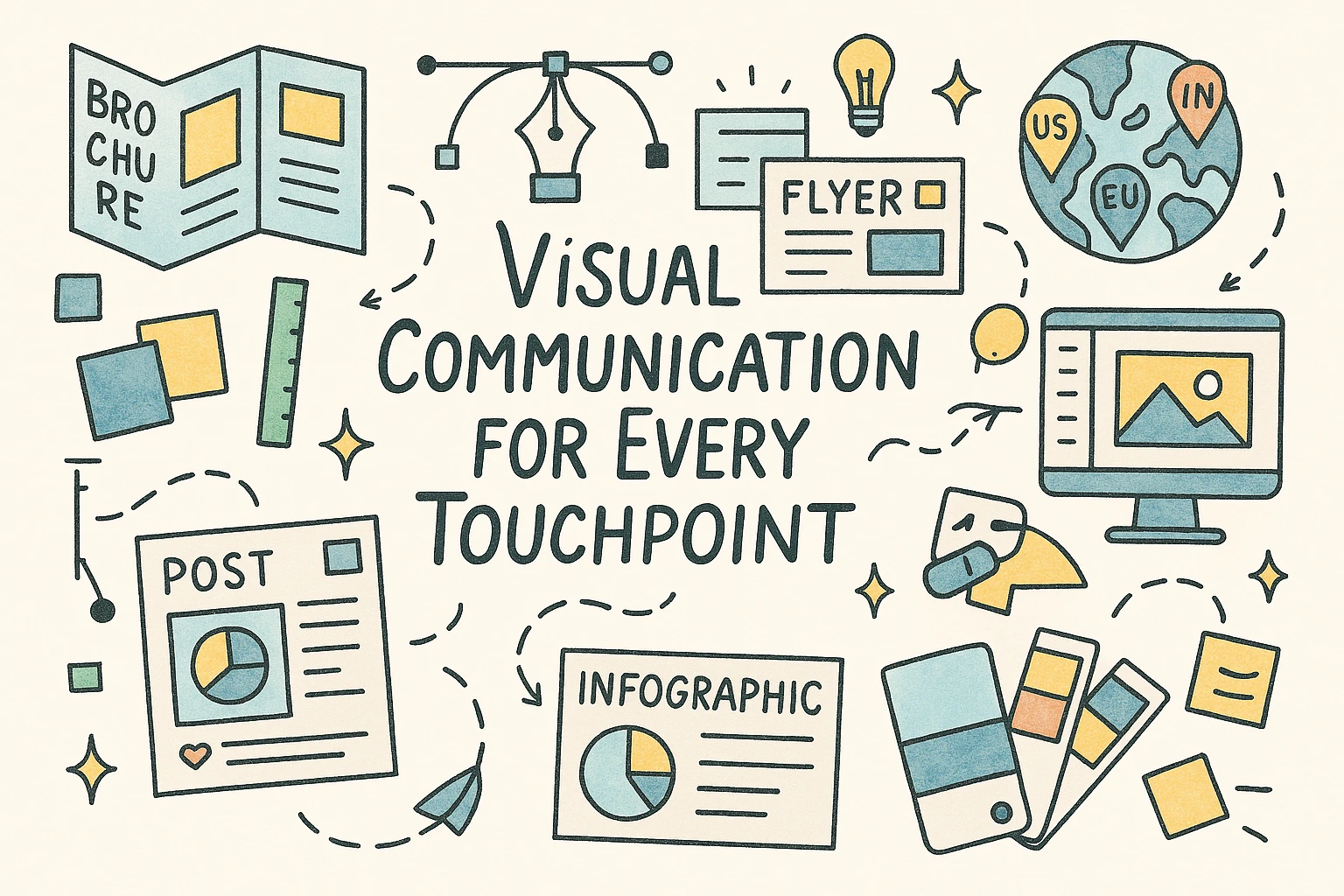 Conceptual image showcasing diverse applications of strategic graphic design